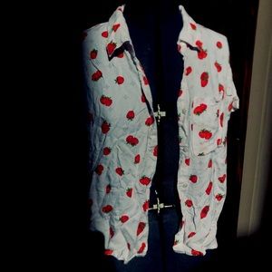 strawberry cropped button up